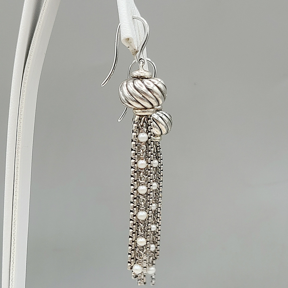 David Yurman Pearl Tassel Drop Earrings - Picture 3 of 7